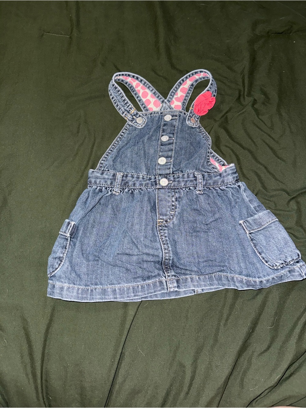 OshKosh B'gosh Blue Denim Overall Skirt with Pink Accents